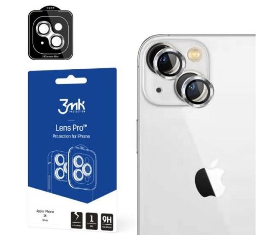 3mk tvrzené sklo Lens Pro ochrana kamery pre Apple iPhone 14, stříbrná