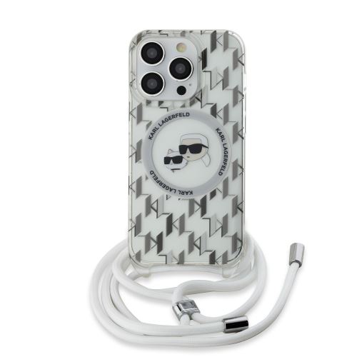 Karl Lagerfeld IML Monogram Crossbody K&CH Heads MagSafe Zadní Kryt pre iPhone 14 Pro Max Transparent