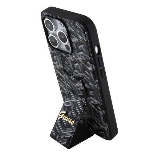Guess PU Grip Stand G Cube Zadní Kryt pre iPhone 15 Pro Max Black