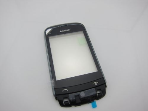 Nokia C2-03, C2-06 Chrome Black predný kryt + dotyk