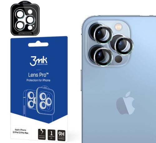 3mk tvrzené sklo Lens Pro ochrana kamery pre Apple iPhone 13 Pro / iPhone 13 Pro Max, Silv