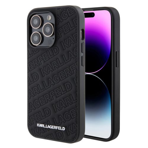 Karl Lagerfeld PU Quilted Pattern Zadní Kryt pre iPhone 15 Pro Max Black