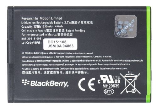 J-M1 BlackBerry batéria 1230mAh Li-Ion (Bulk)