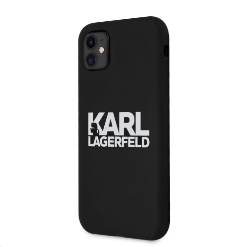 Karl Lagerfeld Stack White Logo Silikonový Kryt pro iPhone 11 Black