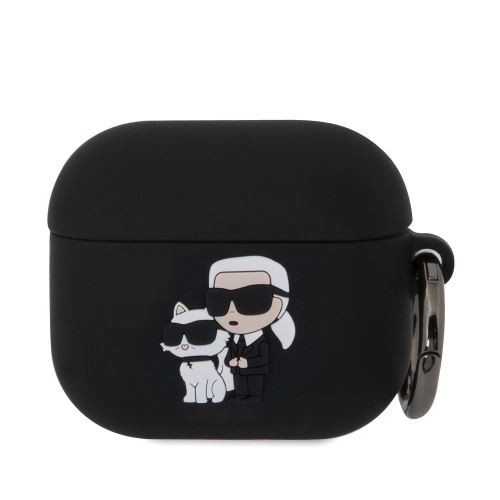 Karl Lagerfeld 3D Logo NFT Karl and Choupette Silikonové puzdro pre AirPods 3 Black
