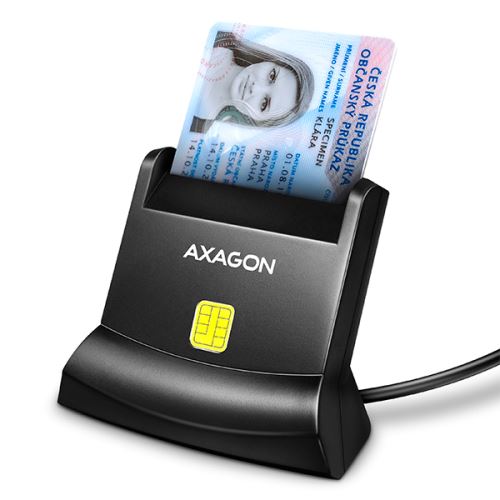 AXAGON CRE-SM4N, USB-A StandReader čtečka kontaktních karet Smart card (eObčanka), kabel 1