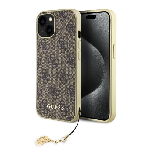 Guess 4G Charms Zadní Kryt pre iPhone 15 Brown