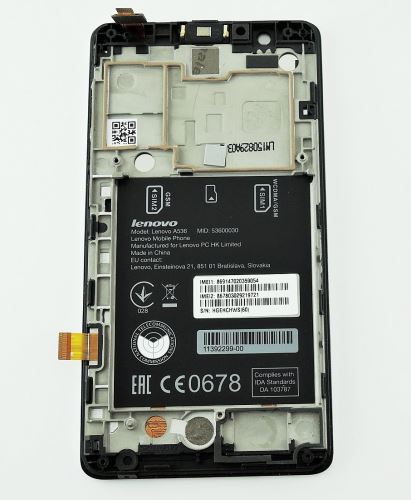 LCD displej + dotyk + predný kryt Black Lenovo A536