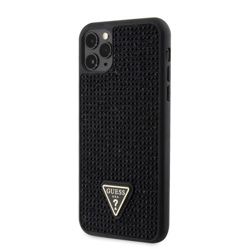 Guess Rhinestones Triangle Metal Logo Kryt pre iPhone 11 Pro Max Black
