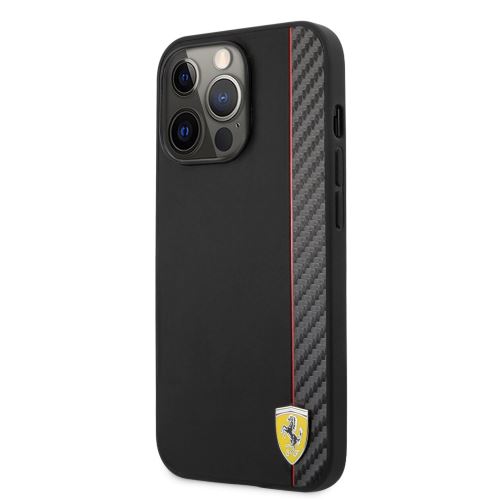 Ferrari Smooth and Carbon Effect Zadní Kryt pro Apple iPhone 13 Pro Black
