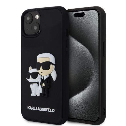 Karl Lagerfeld 3D Rubber Karl and Choupette Zadní Kryt pre iPhone 15 Plus Black