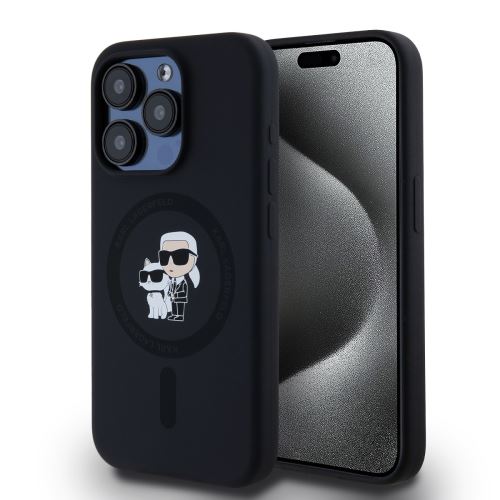 Karl Lagerfeld Liquid Silicone Karl and Choupette Magsafe Zadní Kryt pre iPhone 14 Pro Black
