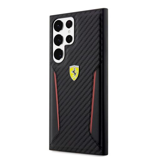 Ferrari PU Carbon Zadní Kryt pre Samsung Galaxy S23 Ultra Black