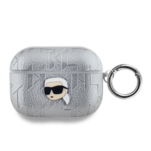 Karl Lagerfeld PU Embossed Karl Head puzdro pre AirPods Pro Silver