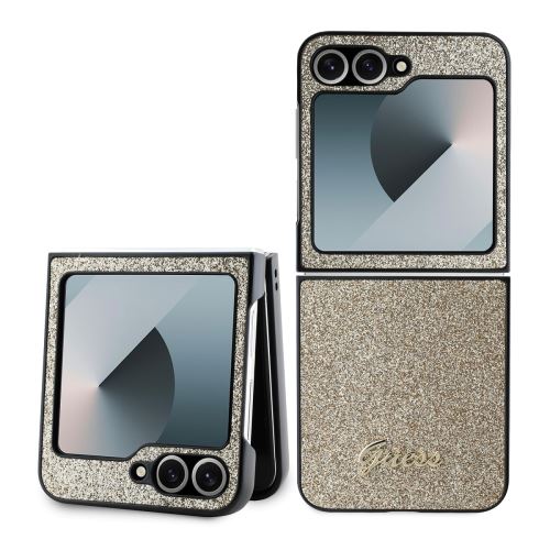 Guess PC/TPU Glitter Flakes Metal Logo Zadní Kryt pre Samsung Galaxy Z Flip 6