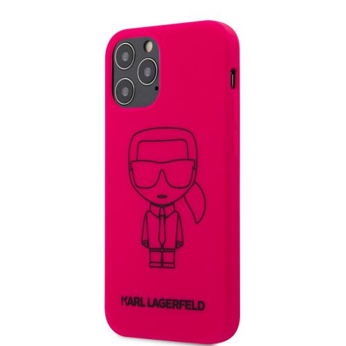 Karl Lagerfeld Iconic Outline silikónový kryt pre iPhone 12/12 Pro 6.1 Pink