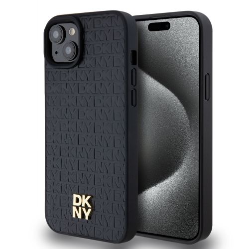 DKNY PU Leather Repeat Pattern Stack Logo Magsafe Zadní Kryt pre iPhone 13 Black