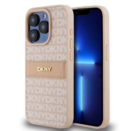 DKNY PU Leather Repeat Pattern Tonal Stripe Zadní Kryt pre iPhone 15 Pro Max