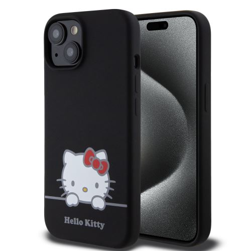 Hello Kitty Liquid Silicone Daydreaming Logo Zadní Kryt pre iPhone 15 Black
