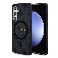 Guess PU Leather 4G Colored Ring MagSafe Zadní Kryt pre Samsung Galaxy S24 Black
