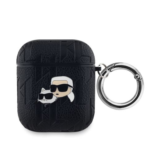 Karl Lagerfeld PU Embossed Karl and Choupette Heads puzdro pre AirPods 1/2 Black