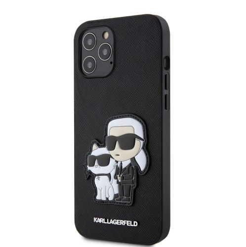 Karl Lagerfeld PU Saffiano Karl and Choupette NFT Zadní Kryt pre iPhone 12 Pro Max Black
