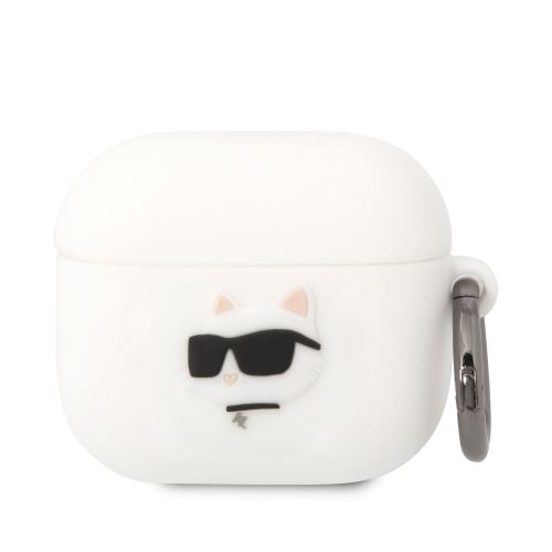 Karl Lagerfeld 3D Logo NFT Choupette Head Silikonové puzdro pre Airpods 3 White