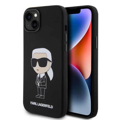 Karl Lagerfeld Liquid Silicone Ikonik NFT Zadní Kryt pre iPhone 15 Plus Black