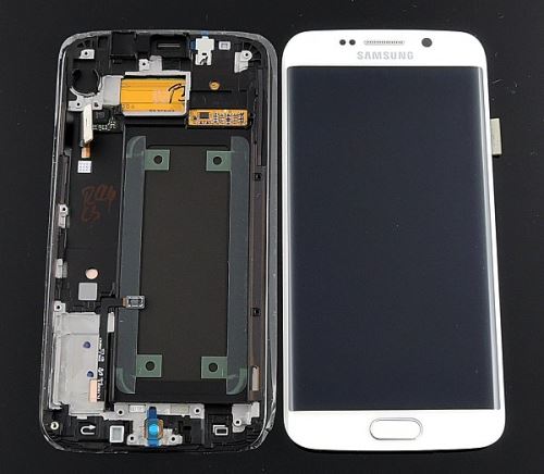 Samsung G925F Galaxy S6 Edge LCD displej + dotyk + rámik biely
