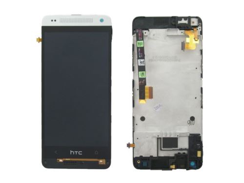 LCD displej + dotyk + predný kryt Silver HTC ONEmini (M4) (Service Pack)