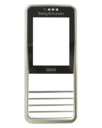 Sony Ericsson G502 predný kryt strieborný - logo