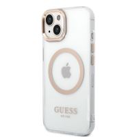 Guess Transparent MagSafe Kompatibilní Zadní Kryt pre iPhone 14 Plus Gold