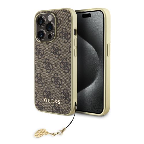 Guess 4G Charms Zadní Kryt pre iPhone 15 Pro Brown