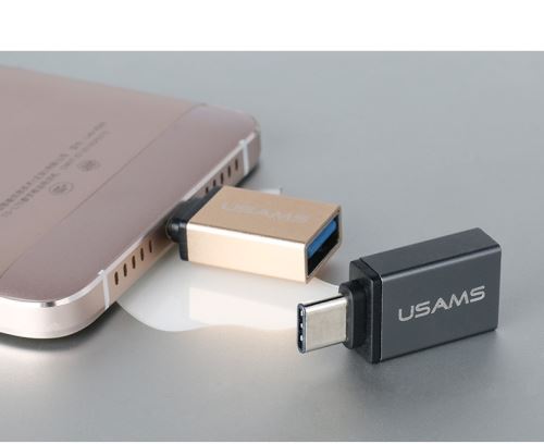 USAMS Adapter USB 3.1 OTG/USB Type C Right Gold (EU Blister)