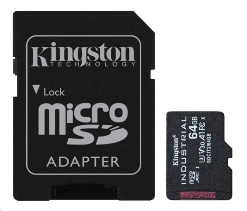 64GB microSDXC Kingston Industrial C10 A1 pSLC s adaptérem
