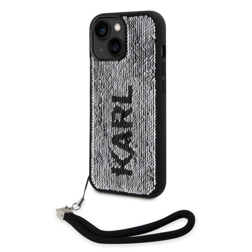 Karl Lagerfeld Sequins Reversible Zadní Kryt pre iPhone 14 Black/Silver