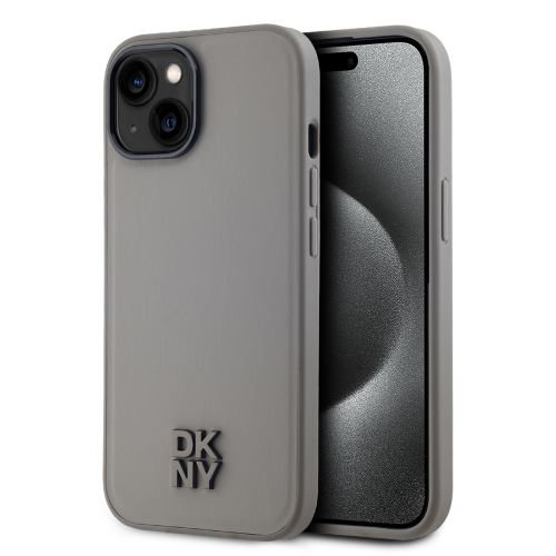 DKNY PU Leather Stack Logo Magsafe Zadní Kryt pre iPhone 15 Grey