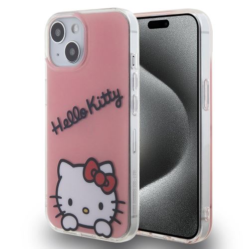 Hello Kitty IML Daydreaming Logo Zadní Kryt pre iPhone 15 Pink