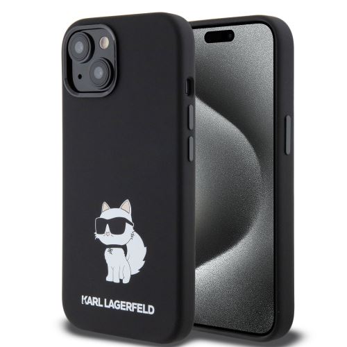 Karl Lagerfeld Liquid Silicone Choupette NFT Zadní Kryt pre iPhone 15 Black