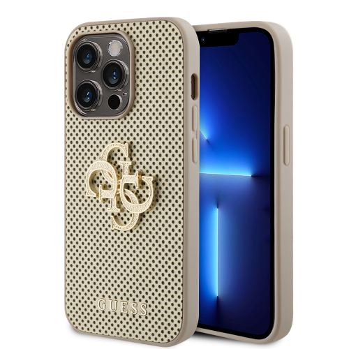 Guess PU Perforated 4G Glitter Metal Logo Zadní Kryt pre iPhone 15 Pro Max